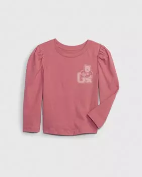 Футболка для девочки с длинными рукавами и круглым вырезом Gap, розовый