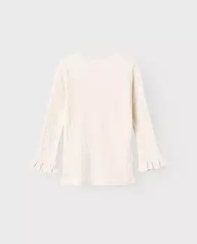 Футболка для девочки с длинными рукавами и рюшами Lil Atelier, бежевый