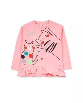 Футболка для девочки с длинными рукавами и рюшами Tuc tuc, розовый