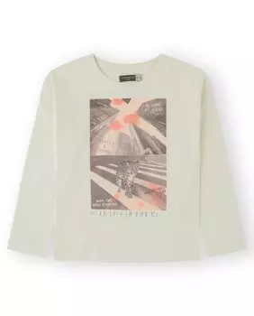 Футболка для девочки с длинными рукавами из 100% хлопка Canada House, белый