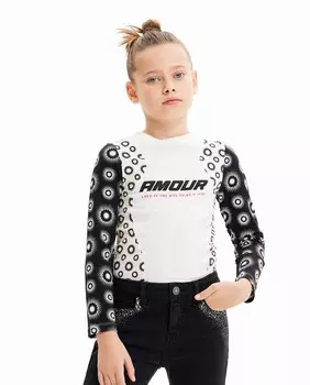 Футболка для девочки с геометрической нашивкой Desigual, белый