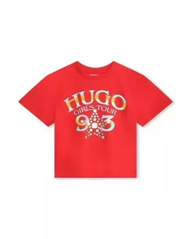 Футболка для девочки с коротким рукавом и рисунком спереди Hugo, красный