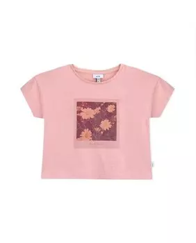 Футболка для девочки с коротким рукавом и рисунком спереди Knot, розовый