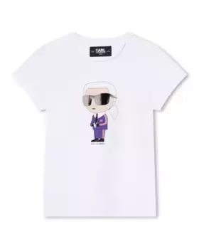 Футболка для девочки с коротким рукавом и рисунком спереди Karl Lagerfeld Kids, белый