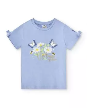 Футболка для девочки с коротким рукавом и рисунком спереди Charanga, синий