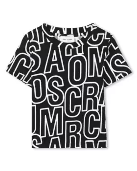 Футболка для девочки с коротким рукавом и принтом монограммы Marc Jacobs, чёрный