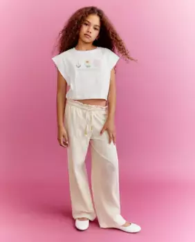 Футболка для девочки с коротким рукавом и вышивкой крестом Kids El Corte Ingls, белый