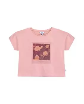 Футболка для девочки с коротким рукавом и рисунком спереди KNOT, розовый