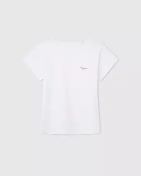 Футболка для девочки с коротким рукавом из 100% хлопка Pepe Jeans, белый