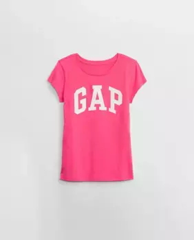 Футболка для девочки с короткими рукавами и логотипом бренда спереди Gap, розовый