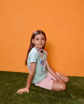 Футболка для девочки с короткими рукавами и позиционным принтом Kids El Corte Ingls, светло-зеленый