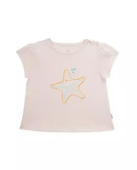 Футболка для девочки с короткими рукавами и принтом в виде морских звезд Knot, бежевый