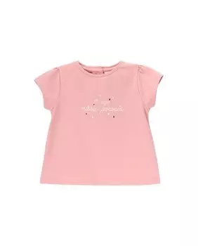 Футболка для девочки с короткими рукавами и надписью спереди Knot, розовый