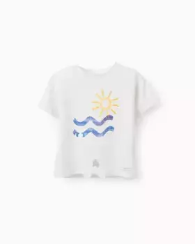 Футболка для девочки с короткими рукавами и декоративным узлом Zippy, белый