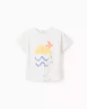 Футболка для девочки с короткими рукавами и принтом спереди Zippy, белый