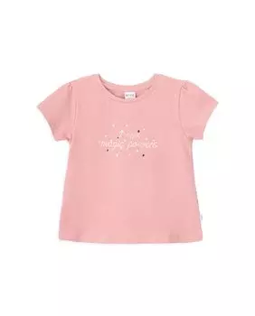 Футболка для девочки с короткими рукавами и надписью спереди KNOT, розовый