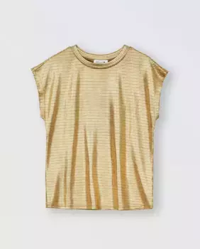 Футболка для девочки с короткими рукавами из металлизированной ткани Mini Molly, золотой