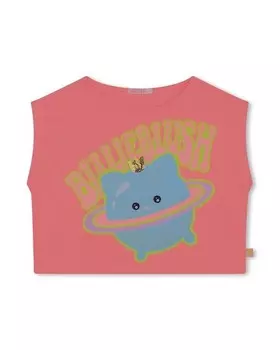 Футболка для девочки с круглым вырезом и рисунком спереди Billieblush, фуксия