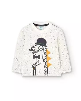 Футболка для девочки с круглым вырезом и рисунком спереди Boboli, белый