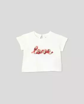 Футболка для девочки с лепестками Baby El Corte Ingls, кремово-белый