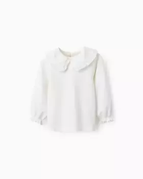 Футболка для девочки с нагрудным воротником и рюшами Zippy, белый