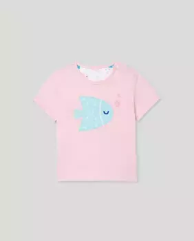 Футболка для девочки с нашивкой маленькая рыбка Baby El Corte Ingls, цвет Rosa