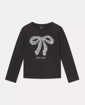 Футболка для девочки с принтом и стразами Kids El Corte Ingls, черный