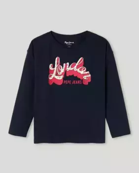 Футболка для девочки с принтом «Лондон» Pepe Jeans, синий