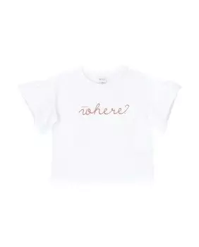 Футболка для девочки с рюшами и надписью спереди Knot, белый