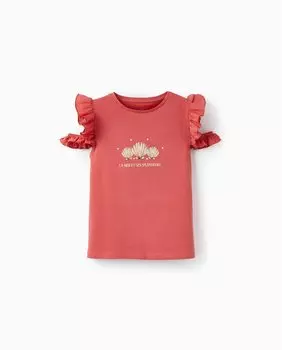 Футболка для девочки с рюшами и рисунком спереди Zippy, розовый