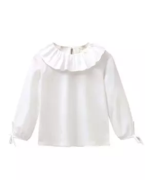 Футболка для девочки с рюшами на воротнике и бантом на манжете Dadati