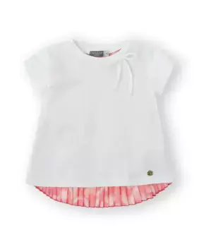 Футболка для девочки в белом цвете с контрастной плиссированной аппликацией Canada House, белый