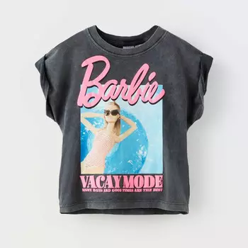 Футболка для девочки Zara Barbie Mattel, темно-серый