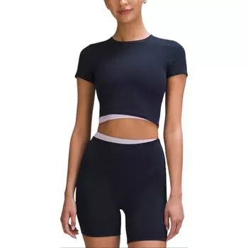 Футболка для йоги женская Lululemon, True Marine Blue/Lilac/Navy Blue