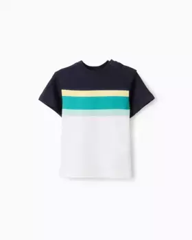 Футболка для мальчика 100% хлопок в стиле колор-блок Zippy, тёмно-синий