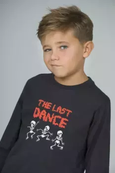 Футболка для мальчика антрацитового цвета с набивным рисунком Charanga, серый