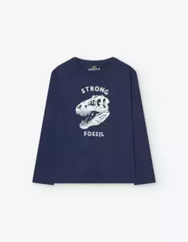 Футболка для мальчика из 100% хлопка с рисунком спереди Losan, темно-синий