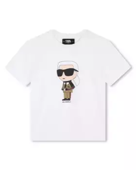 Футболка для мальчика из 100% хлопка с рисунком спереди Karl Lagerfeld Kids, белый