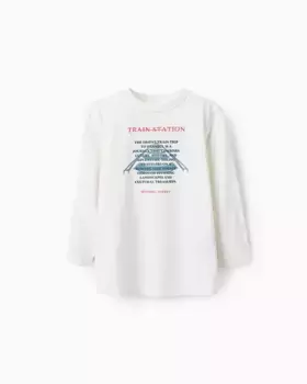 Футболка для мальчика из 100% хлопка с принтом Zippy, белый