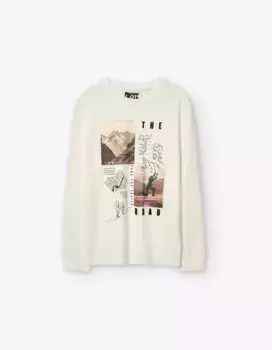 Футболка для мальчика из 100% хлопка с рисунком спереди Losan, цвет Crudo