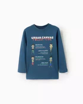 Футболка для мальчика из 100% хлопка с принтом Zippy, темно-синий