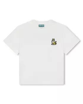 Футболка для мальчика из 100% хлопка с логотипом на спине Kenzo Kids, белый