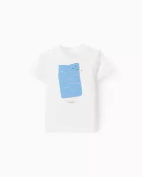 Футболка для мальчика из 100% хлопка с рисунком спереди Zippy, белый