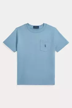 Футболка для мальчика из 100% хлопкового трикотажа с карманом Polo Ralph Lauren, синий