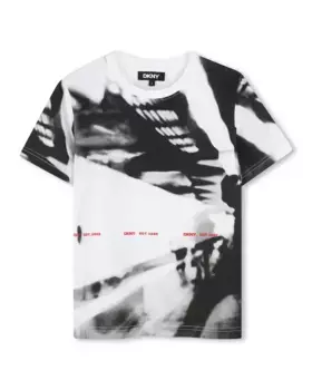 Футболка для мальчика из белого хлопка DKNY, белый