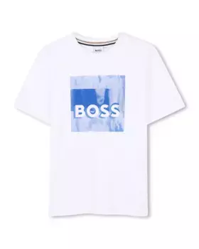 Футболка для мальчика из белого хлопка BOSS Kidswear, белый