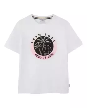 Футболка для мальчика из белого хлопка BOSS Kidswear, белый