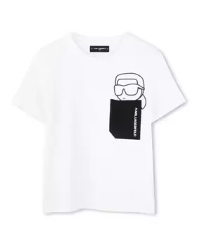 Футболка для мальчика из белого хлопка Karl Lagerfeld Kids, белый
