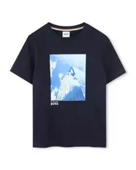 Футболка для мальчика из черного хлопка BOSS Kidswear, чёрный