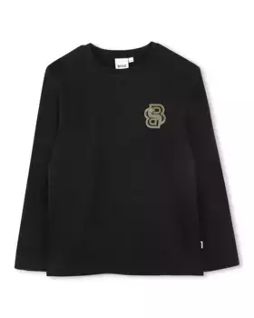 Футболка для мальчика из черного хлопка BOSS Kidswear, чёрный